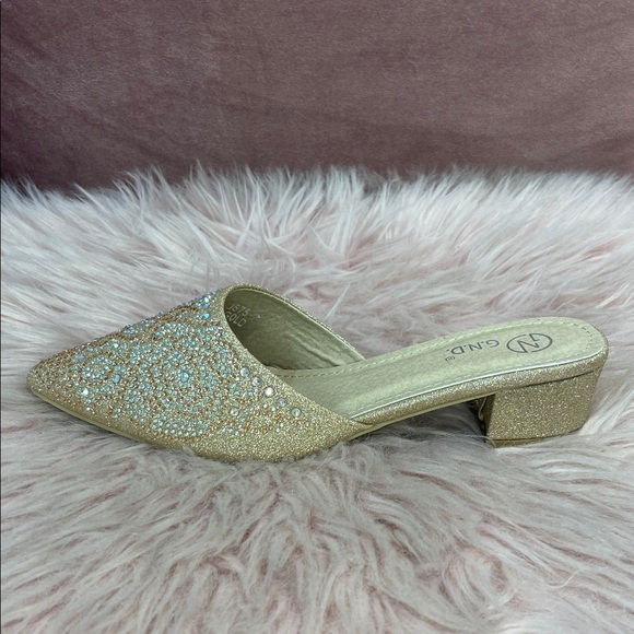 Sparkling Gold Embellished Mules - Picture 2 of 8